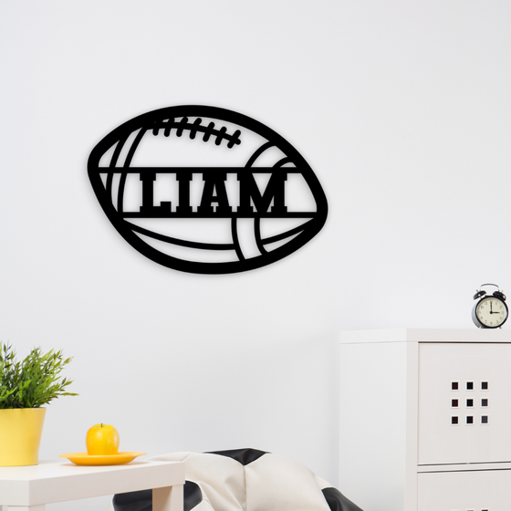 Wooden Football Name Sign