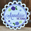 Custom Scalloped Baby Name Sign Nursery Name Sign Baby Girl Sign Flower Nursery Sign Round Name Sign - Scalloped Roses