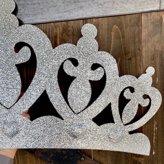 Crown Canopy, Silver Glitter Crown Princess Wall Decor