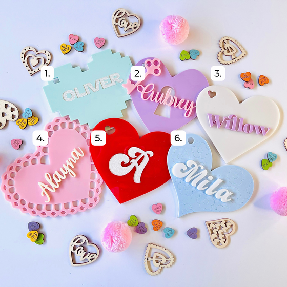 Valentine's Day Name Tags, Acrylic Heart Name Tags, Personalized Name Valentine's Day Gift Basket Gift Tag, Easter Tag, Heart Shaped Tag