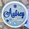 Round Nursery Name Sign Custom Wooden Nursery Decor - Ice Princess