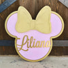 Custom Mouse Ears and Bow Wall Decor, Minnie Ears Name Sign Wall Decor
