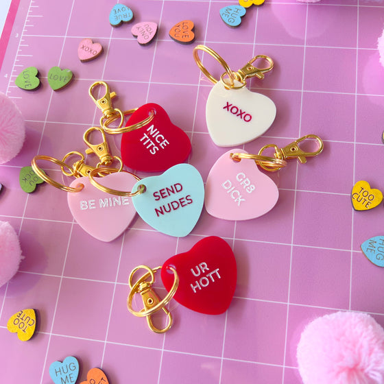 Valentine's Day Gift, Custom Valentines Conversation Heart Key Chain, Be My Valentine Heart Key Chain, Funny Valentines Gift